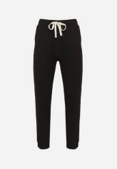 Czarne Spodnie Dresowe z Bawełną i Sznurkami Arlania. Czarne spodnie sportowe męskie Born2be, l, bez wzorów, z bawełny, trekkingowe. Za 59.99 zł.