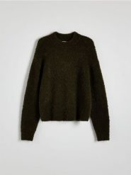 Sweter z domieszką wełny - zielony. Zielone swetry nierozpinane damskie Reserved, l, bez wzorów, z dzianiny, bez kołnierzyka, bez ramiączek. W wyprzedaży za 79.99 zł.