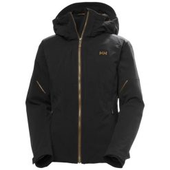 Damska kurtka narciarska Helly Hansen Atlas Infinity. Czarne kurtki sportowe damskie Helly Hansen, na zimę, bez wzorów, bez ramiączek, bez kaptura, narciarskie. W wyprzedaży za 2,964.50 zł.