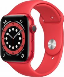 Smartwatch Apple Watch 6 GPS 44mm Red Alu Red Sport Czerwony (M00M3WB/A). Czerwone zegarki smartwatch Apple, bez wzorów. Za 1,733.32 zł.