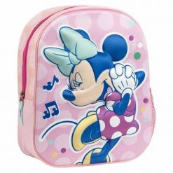 Plecak szkolny 3D Minnie Mouse Różowy. Czerwone plecaki męskie MINI MOUSE, bez wzorów, z poliesteru. Za 84.20 zł.