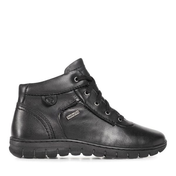 Trzewiki Josef Seibel. Czarne botki damskie Josef Seibel, bez wzorów, bez obcasa, na płaskiej podeszwie, bez zapięcia. Za 429.99 zł.