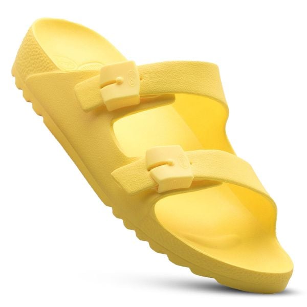 Klapki damskie sportowe SCHOLL BAHIA na basen. Żółte obuwie sportowe damskie Scholl, bez wzorów, bez zapięcia, do pływania. Za 119.99 zł.