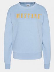 Mustang Bluza Aberdeen 1014960 Błękitny Regular Fit. Niebieskie bluzy damskie Mustang, l, bez wzorów, z bawełny, bez ramiączek, bez kaptura. Za 229.99 zł.