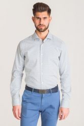 Biała koszula Joop Panko w niebieski wzór. Białe koszule męskie Joop! Collection, m, bez wzorów, bez kołnierzyka, bez ramiączek. W wyprzedaży za 99.80 zł.