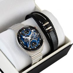 Zestaw męski zegarek SMARTWATCH Rubicon RNCE99 silver + bransoletka Pacific. Szare zegarki męskie Rubicon, bez wzorów. Za 389.00 zł.
