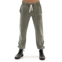 Spodnie dresowe z bawełna na co dzień na siłownię. Zielone spodnie materiałowe męskie LEONE 1947 APPAREL, bez wzorów, z bawełny, na fitness i siłownię. W wyprzedaży za 124.24 zł.