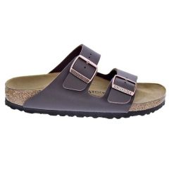 Klapki damskie Birkenstock Arizona BF. Brązowe klapki damskie Birkenstock, bez wzorów, z materiału, bez obcasa, bez zapięcia. Za 349.00 zł.