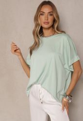 Jasnozielony T-shirt z Wiskozą o Fasonie Nietoperza Tanalitha. Zielone t-shirty damskie Renee, bez wzorów, z jeansu, bez kołnierzyka, bez ramiączek. Za 54.99 zł.