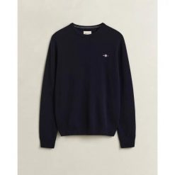Sweter z okrągłym dekoltem Gant Superfine. Niebieskie swetry męskie GANT, m, bez wzorów, eleganckie, bez kołnierzyka, bez ramiączek. Za 443.00 zł.