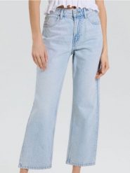 Jeansy straight cropped high waist - niebieski. Niebieskie jeansy damskie Sinsay, bez wzorów, z jeansu, z podwyższonym stanem. Za 69.99 zł.
