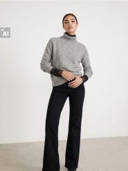 Sweter z golfem z domieszką wełny i ozdobnymi rękawami - szary. Szare swetry nierozpinane damskie Sinsay, l, bez wzorów, z wełny, bez kołnierzyka, bez ramiączek. Za 59.99 zł.