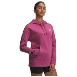 Bluza Under Armour Icon Fleece Taped Hoody. Fioletowe bluzy damskie Under Armour, bez wzorów, sportowe, bez ramiączek, bez kaptura. Za 179.99 zł.