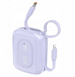 Powerbank Dudao K32 10000 mAh z wbudowanym kablem USB-C/Lightning - fioletowy. Fioletowe powerbanki Dudao. Za 60.16 zł.