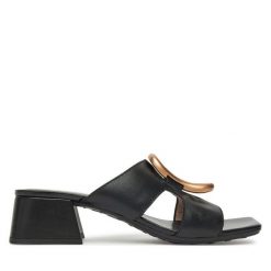 Klapki Hispanitas. Czarne klapki damskie Hispanitas, bez wzorów, bez obcasa, bez zapięcia. Za 349.99 zł.
