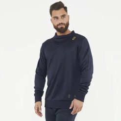 Bluza techniczna treningowa MUZO. Niebieskie bluzy męskie Legea, m, bez wzorów, z poliesteru, sportowe, bez ramiączek, bez kaptura. W wyprzedaży za 88.50 zł.