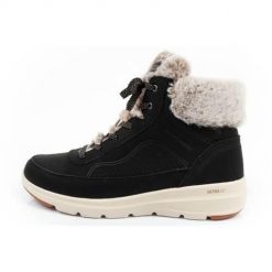 Buty do chodzenia damskie Skechers 144199BLK. Czarne obuwie sportowe damskie Skechers, bez wzorów, z materiału, bez zapięcia, trekkingowe. Za 379.99 zł.