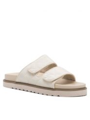 DeeZee Klapki H86009-6A Écru. Klapki damskie DeeZee, bez wzorów, ze skóry, bez obcasa, bez zapięcia. Za 119.99 zł.