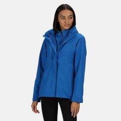 Damska Kurtka 3 W 1 Kingsley. Niebieskie kurtki sportowe damskie Regatta, na zimę, xl, bez wzorów, z materiału, bez ramiączek, z kapturem, trekkingowe. Za 473.99 zł.