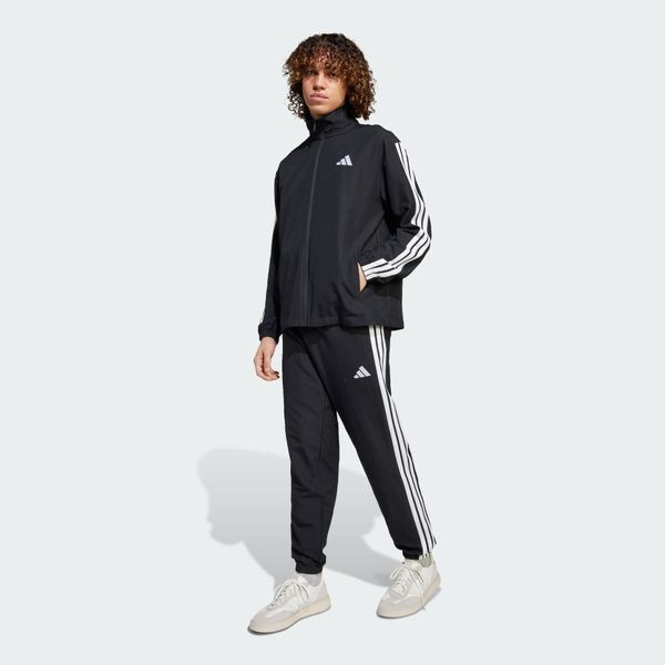 Dres Sportswear Basic 3-Stripes Woven. Czarne komplety dresowe męskie Adidas, bez wzorów, z dresówki. Za 299.00 zł.