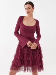 TWINSET Sukienka koktajlowa 232TP3051 Bordowy Regular Fit. Czerwone sukienki damskie Twinset, s, bez wzorów, z wiskozy, wizytowe, bez kołnierzyka, bez ramiączek. Za 889.99 zł.