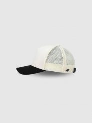 4F Czapka trucker z daszkiem uniseks - biała S/M. Białe czapki damskie 4F, na lato, bez wzorów, z syntetyku, sportowe. W wyprzedaży za 39.99 zł.