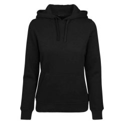 Damska Bluza Z Kapturem Merch. Czarne bluzy damskie BUILD YOUR BRAND, xs, bez wzorów, bez ramiączek, z kapturem. Za 131.99 zł.