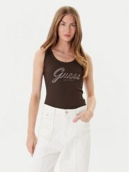 Guess Top W5YP00 KCXJ2 Brązowy Regular Fit. Brązowe topy damskie Guess, xxl, z aplikacjami, z syntetyku, bez kołnierzyka, bez ramiączek. Za 179.99 zł.