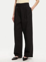 Tommy Hilfiger Spodnie materiałowe WW0WW45780 Czarny Wide Leg. Czarne spodnie materiałowe damskie Tommy Hilfiger, bez wzorów, z bawełny. Za 559.99 zł.