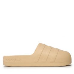 Klapki adidas. Brązowe klapki damskie Adidas, bez wzorów, sportowe, bez obcasa, bez zapięcia. Za 209.99 zł.