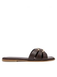 TWINSET Klapki 251TGT090 Brązowy. Brązowe klapki damskie Twinset, bez wzorów, ze skóry, bez obcasa, bez zapięcia. Za 569.99 zł.