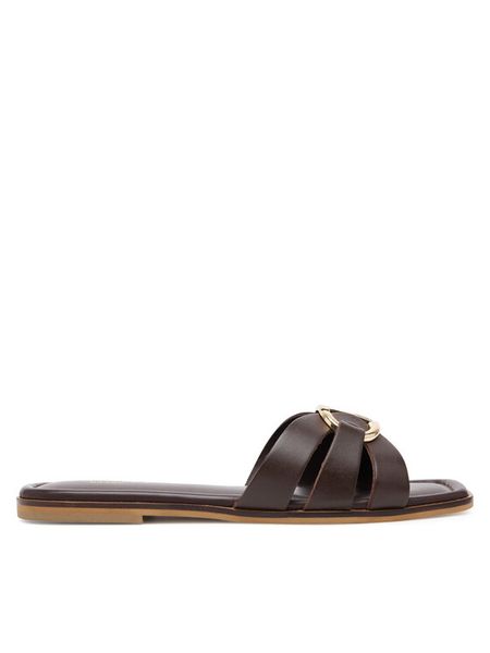 TWINSET Klapki 251TGT090 Brązowy. Brązowe klapki damskie Twinset, bez wzorów, ze skóry, bez obcasa, bez zapięcia. Za 644.86 zł.