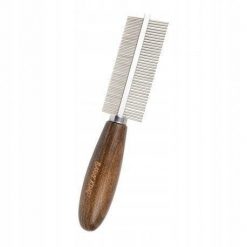 Ekskluzywny grzebie� dwustronny,dla zwierz�t, z metalow� nasad�, drewno bukowe, 38/65 pin�w, wym.4x18,8cm. Golarki i trymery Revlon. Za 48.07 zł.