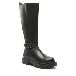 Kozaki Lasocki. Czarne kozaki damskie Lasocki, bez wzorów, bez obcasa, na płaskiej podeszwie, bez zapięcia. Za 429.99 zł.