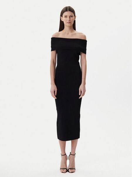 MICHAEL Michael Kors Sukienka dzianinowa MS582Y033D Czarny Slim Fit. Czarne sukienki damskie MICHAEL Michael Kors, xs, bez wzorów, z dzianiny, bez kołnierzyka, bez ramiączek. Za 679.99 zł.