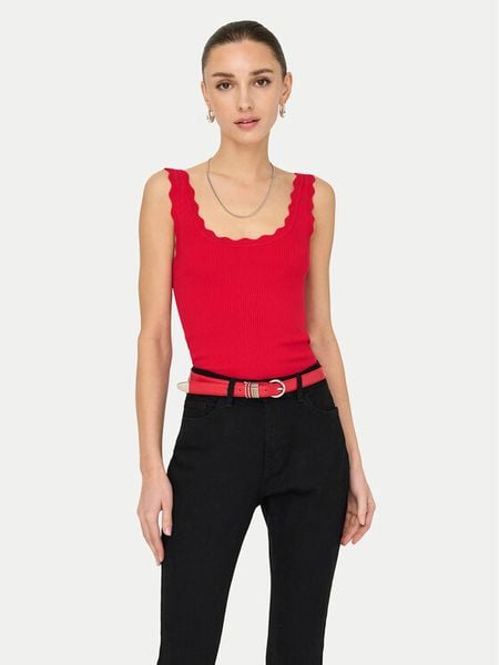 JDY Top Nanna 15290585 Czerwony Slim Fit. Czerwone topy damskie JDY, l, bez wzorów, z wiskozy, bez kołnierzyka, bez ramiączek. Za 69.99 zł.