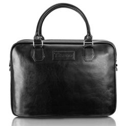 Torba męska skórzana Tizano TM05 czarna. Czarne torby na laptopa damskie TIZANO, bez wzorów, z materiału. Za 419.99 zł.