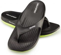 Klapki basenowe japonki Aqua Speed Alcano. Czarne klapki męskie Aqua-Speed, bez wzorów, z materiału, bez zapięcia. Za 59.99 zł.