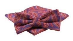 Mucha Męska z Poszetką, Granatowo-Pomarańczowa, Wzór Paisley - Alties. Czerwone krawaty i muchy Alties, bez wzorów, eleganckie. Za 54.00 zł.