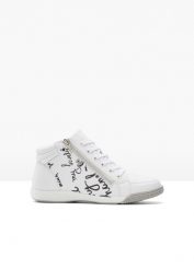 Wysokie sneakersy. Białe obuwie sportowe damskie bonprix, na zimę, bez wzorów, bez zapięcia. Za 127.99 zł.