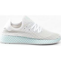 Sneakersy białe Adidas Deerupt Runner W CG6089 - biały / niebieski. Białe obuwie sportowe damskie Adidas, bez wzorów, bez zapięcia. Za 399.99 zł.