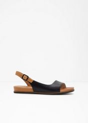 Sandały Jana o szerokim kroju. Czarne sandały damskie bonprix, bez wzorów, bez obcasa, bez zapięcia. Za 209.99 zł.