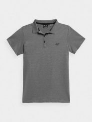 4F Koszulka polo regular damska - szara XS. Szare bluzki damskie 4F, xs, bez wzorów, z bawełny, klasyczne, bez kołnierzyka, bez ramiączek. W wyprzedaży za 29.99 zł.