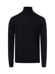 HUGO sweter z dzianiny z wełny dziewiczej - San Thomas Mężczyźni wełna ze strzyży czarny, XL. Czarne swetry męskie Hugo, m, bez wzorów, z dzianiny, eleganckie, bez kołnierzyka, bez ramiączek. Za 599.95 zł.