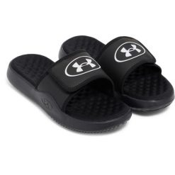 Klapki Damskie Sportowe Under Armour W Ignite Pro 8 Sl T 7. Czarne klapki damskie Under Armour, bez wzorów, bez zapięcia, do pływania. Za 179.99 zł.