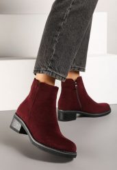 Bordowe Klasyczne Botki z Ociepleniem Rearielis. Czerwone botki damskie Born2be, bez wzorów, z jeansu, eleganckie, bez obcasa, na obcasie, bez zapięcia. Za 129.99 zł.