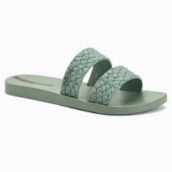 Klapki basenowe damskie Ipanema Renda II. Zielone klapki damskie Ipanema, na lato, bez wzorów, z jeansu, eleganckie, bez obcasa, bez zapięcia. Za 65.45 zł.