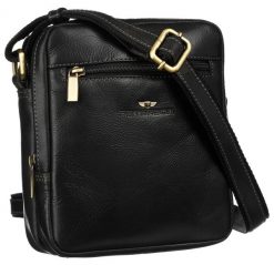 Torba skórzana PTN TB-709-COM BLACK. Czarne torby na ramię męskie Peterson, z materiału, na ramię. Za 203.99 zł.