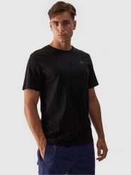 4F T-shirt regular gładki męski - czarny S. Czarne t-shirty męskie 4F, m, bez wzorów, z bawełny, bez kołnierzyka, bez ramiączek. Za 49.99 zł.