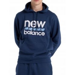 BLUZA męska NEW BALANCE MT51941NNY sportowa z kapturem ciepła. Niebieskie bluzy sportowe męskie New Balance, m, bez wzorów, z kapturem, do biegania. Za 255.00 zł.
